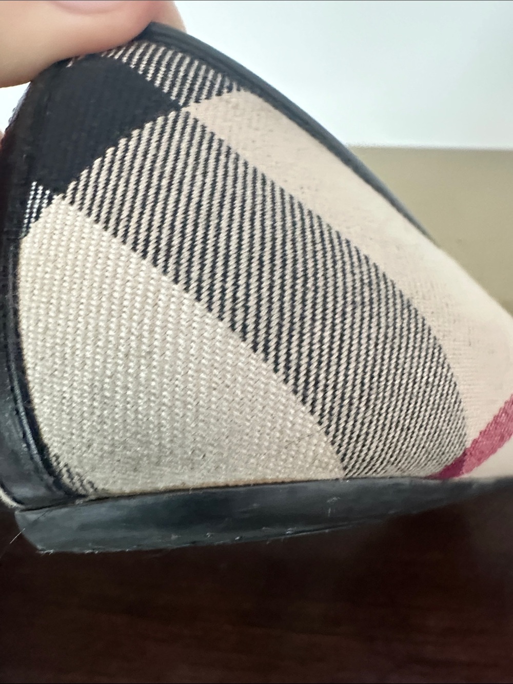 Burberry Black and Cream Check Round-Toe Ballet Flats - Picture 5 of 7